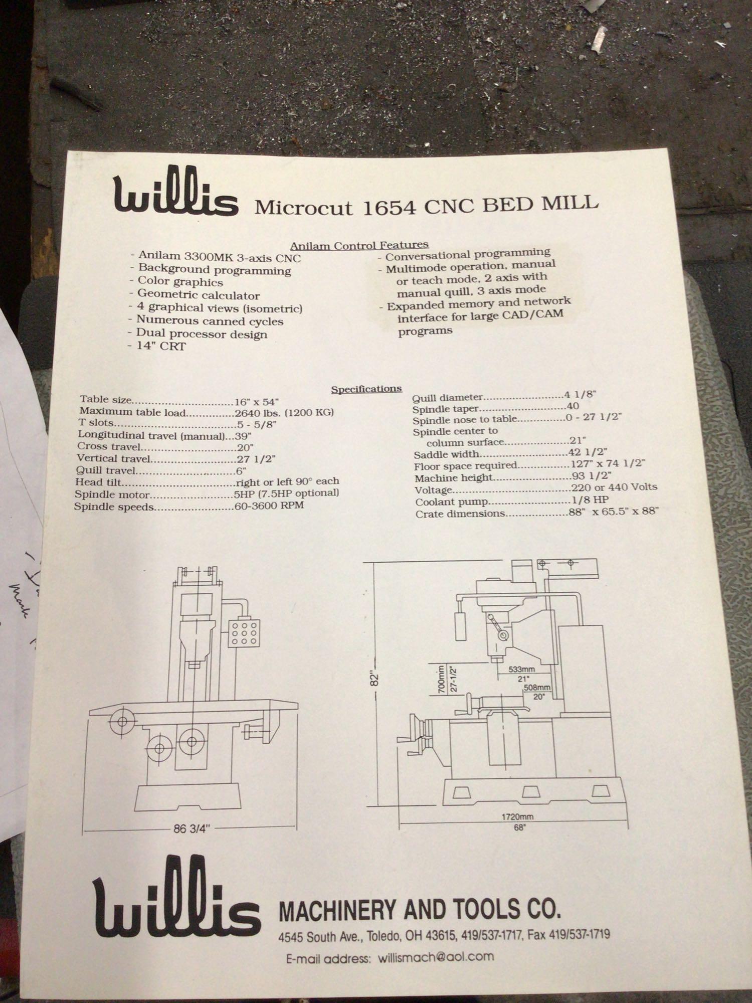 Willis Microcut 1654 CNC Bed Mill