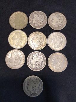 10 Morgan Silver Dollars