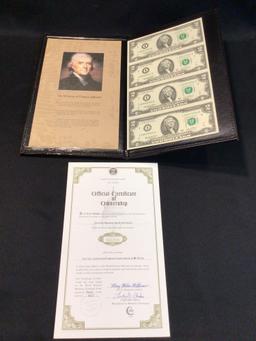 One US Government issued uncut sheet of $2 Bills