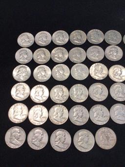 40 Silver Franklin Half Dollars