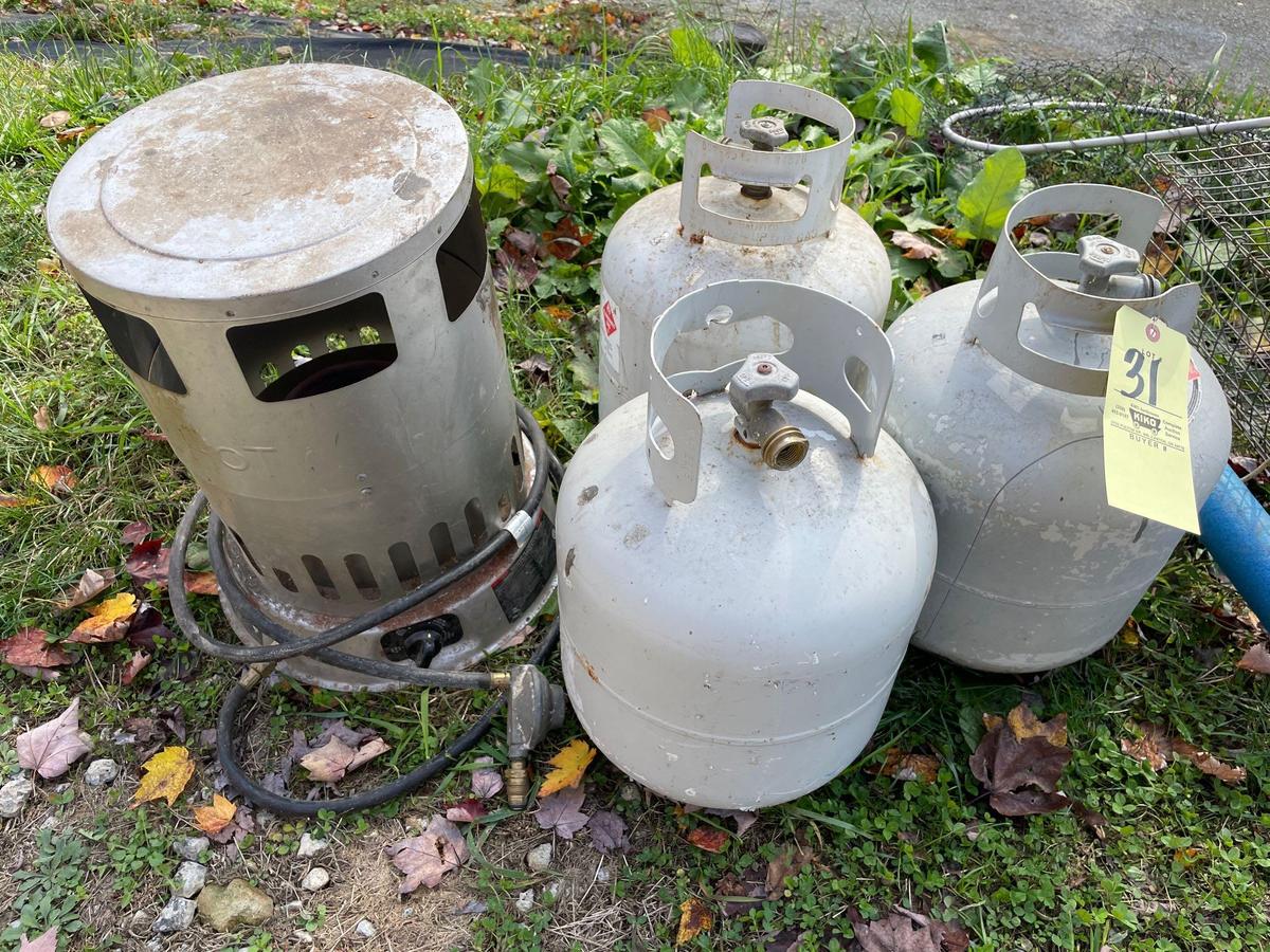 Propane Heater - 3 empty LP tanks