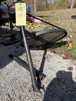 Outdoor fire pit swing BBQ cook rack