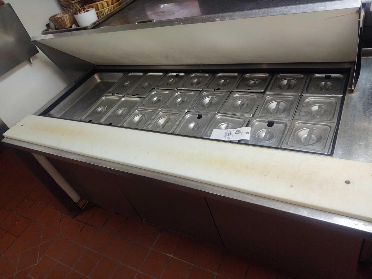 Refrigerated Rolling Prep Table w/ Stainless Pans