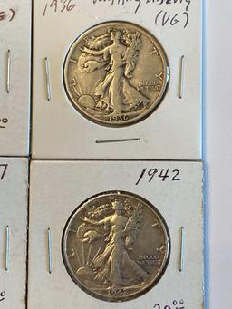 Barber & Walking Liberty Half Dollars bid x 4