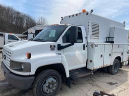 2009 Chevy C-5500 utility service truck, Duramax Diesel engine, auto trans., under body compressor