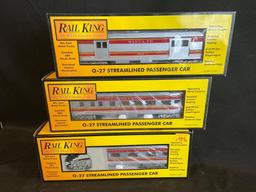 (3) Rail King Santa Fe Streamlined Passenger Cars