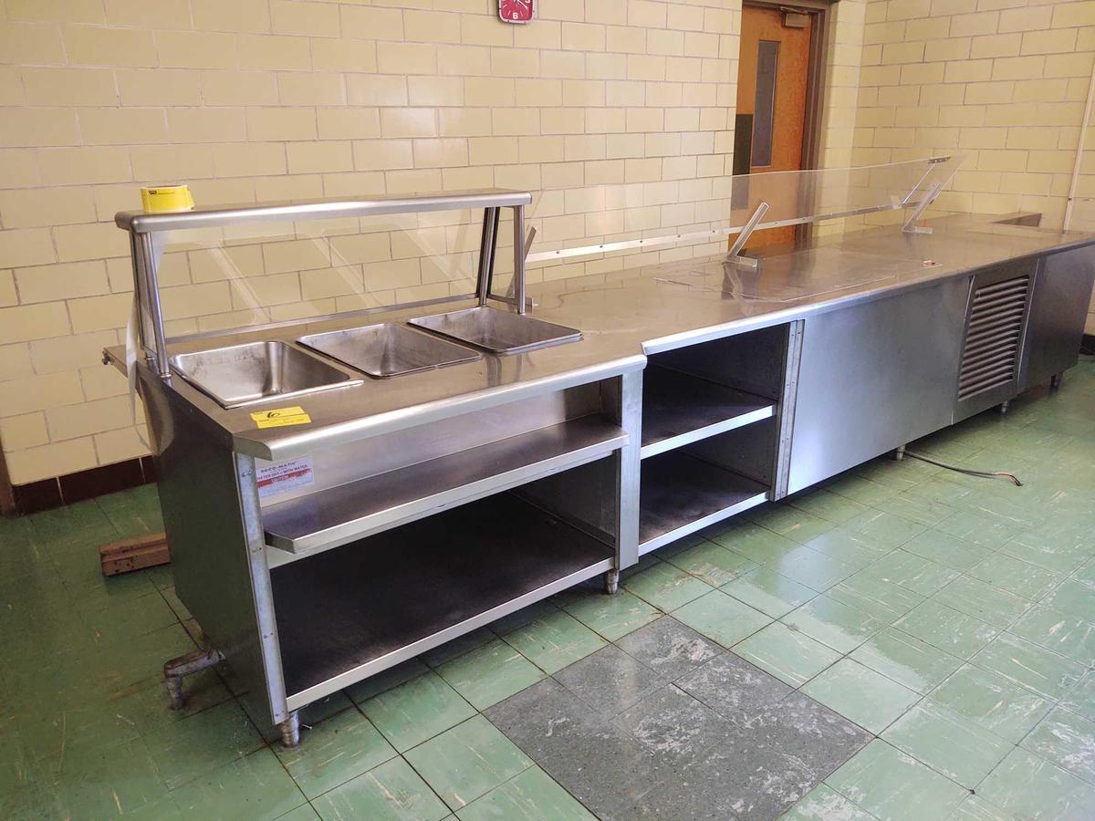 Stainless Steel Serving Table w/ 3 Warming Bays