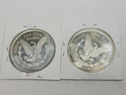 Pair of 1985 1 troy ounce 999 silver Morgan copy coins