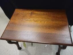 Clean Oak library table with applied carvings, 38inches wide