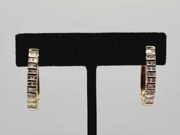 2 carats diamond 10k gold hoop earrings