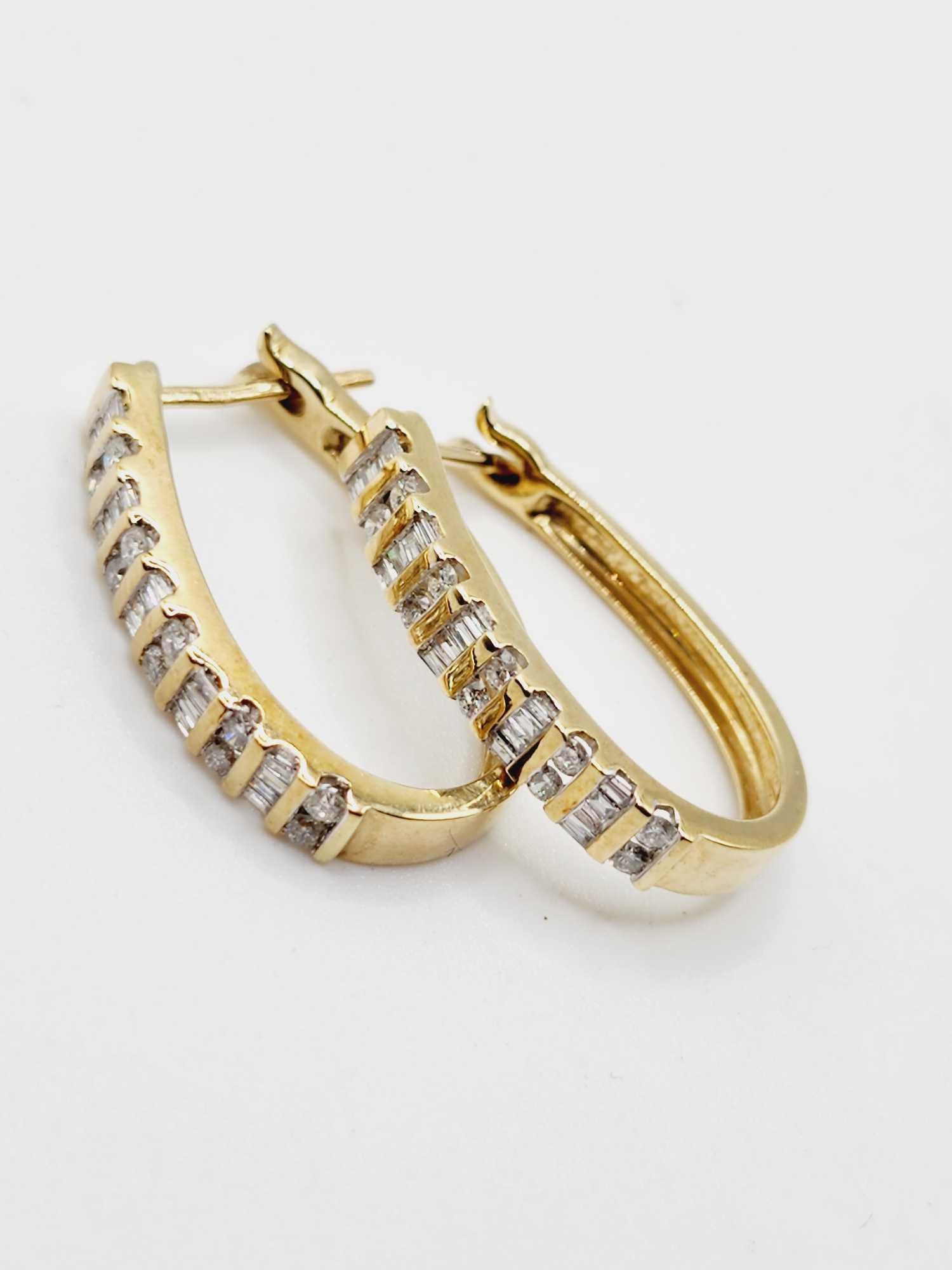 2 carats diamond 10k gold hoop earrings