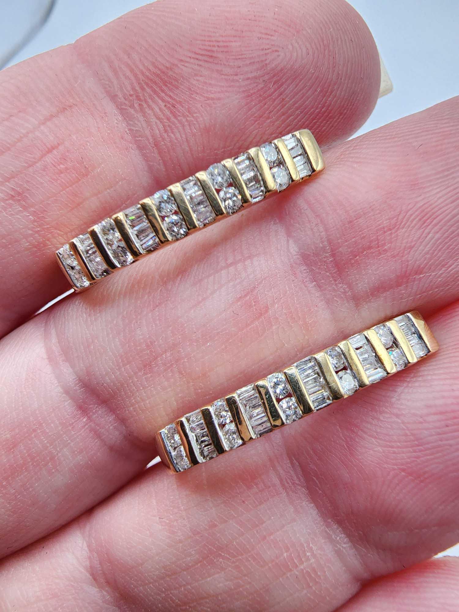 2 carats diamond 10k gold hoop earrings