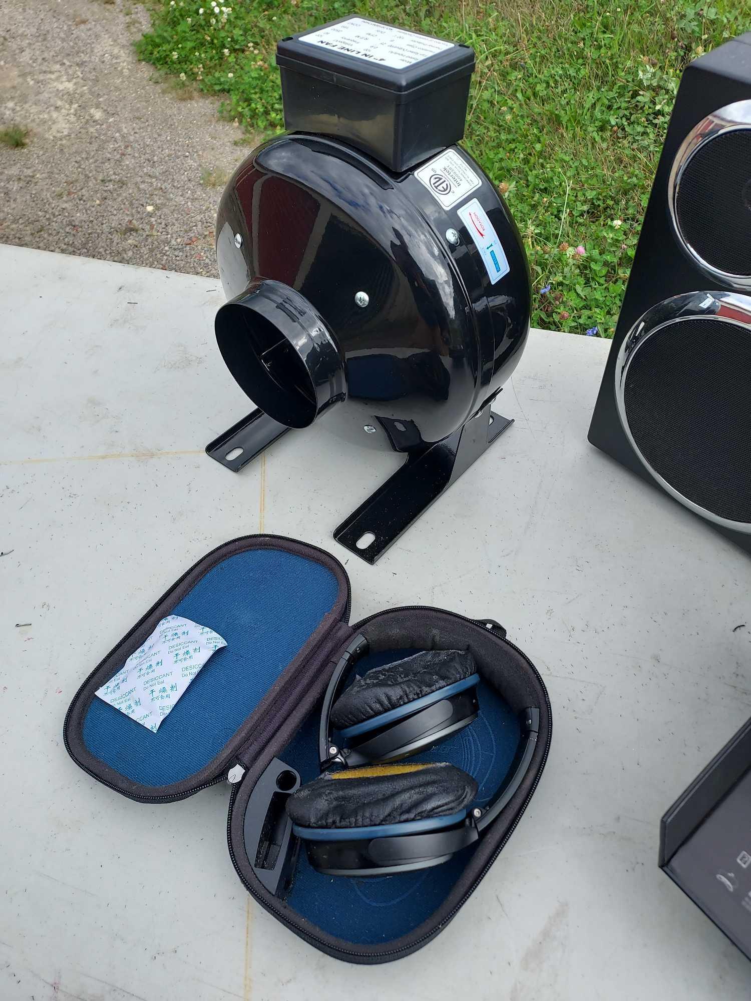 GPO Boombox, In-Line Fan, NobiPren Headphone, & Bose Headphones