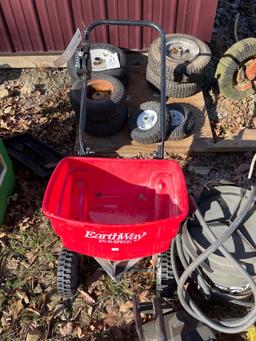 chainsaw, paint sprayer, lawn spreader