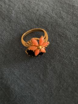 flower ring, 14k