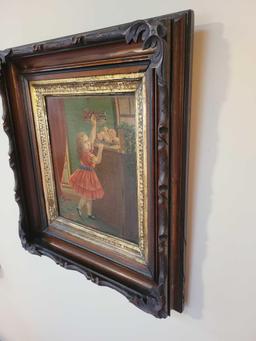 Antique frame print on board 21 inches tall