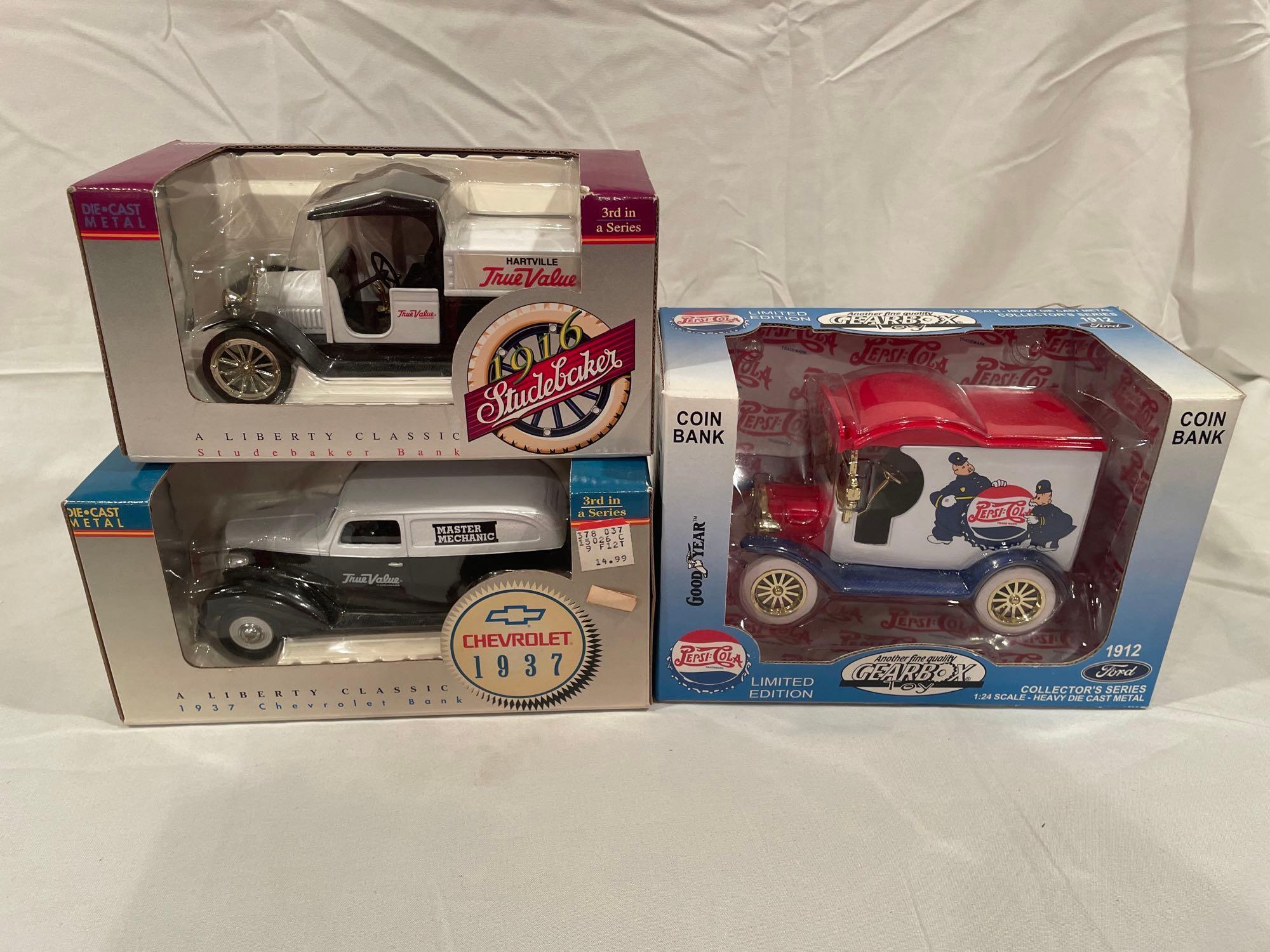 (3) die cast truck coin banks