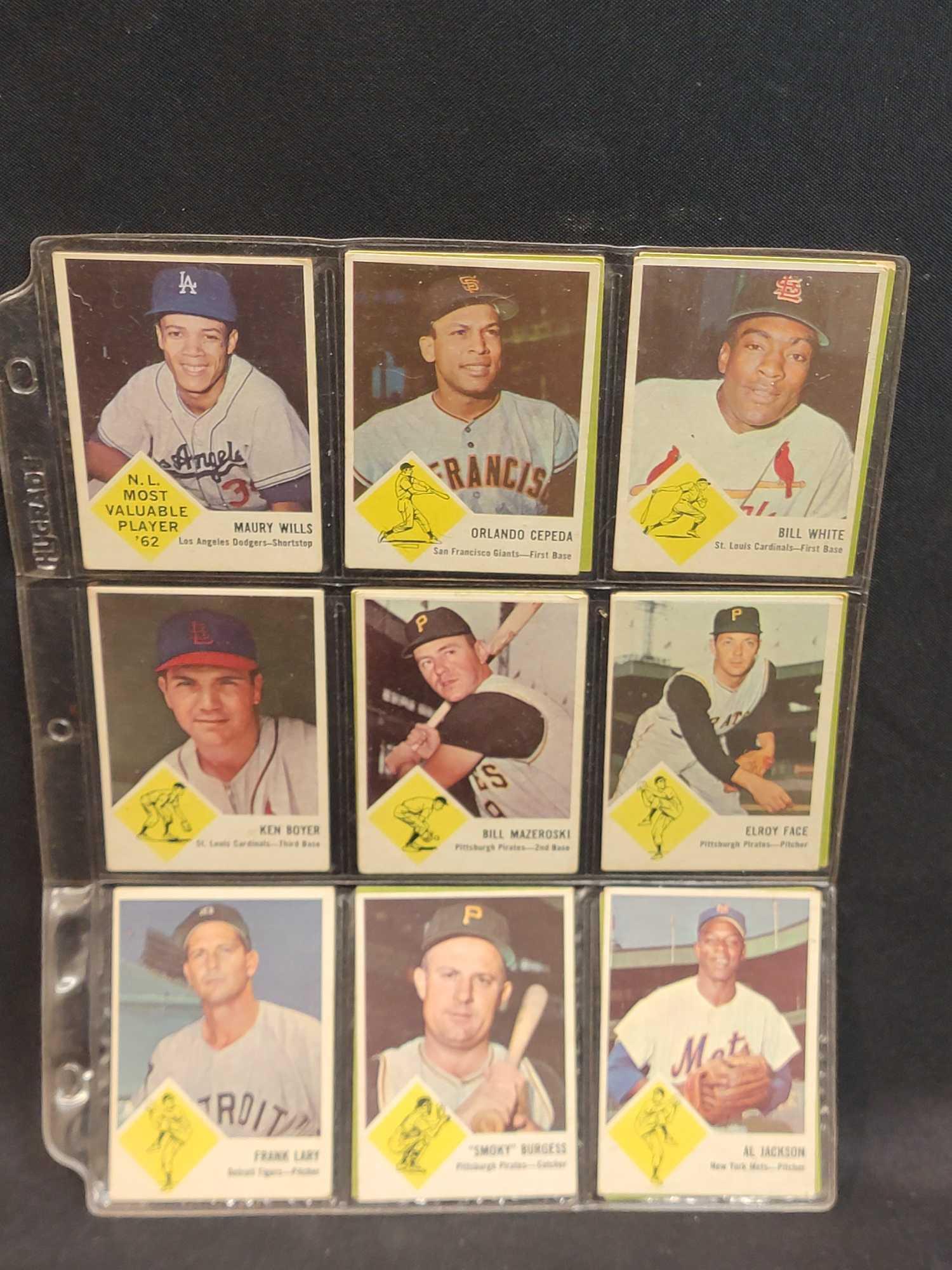 1961 Fleer Baseball partial set 130 different plus 15 different 1963 Fleer