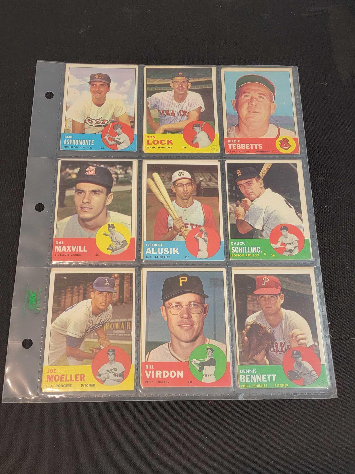 1963 Topps Baseball 180 different cards partial set HOFers Stars Leaders Commons