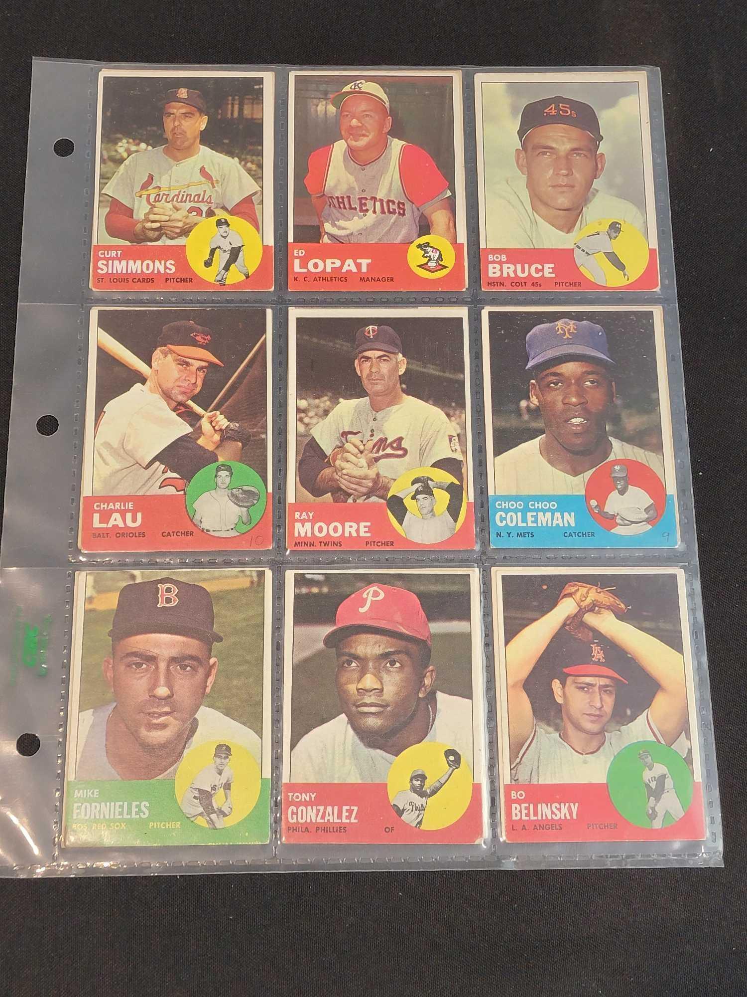 1963 Topps Baseball 180 different cards partial set HOFers Stars Leaders Commons