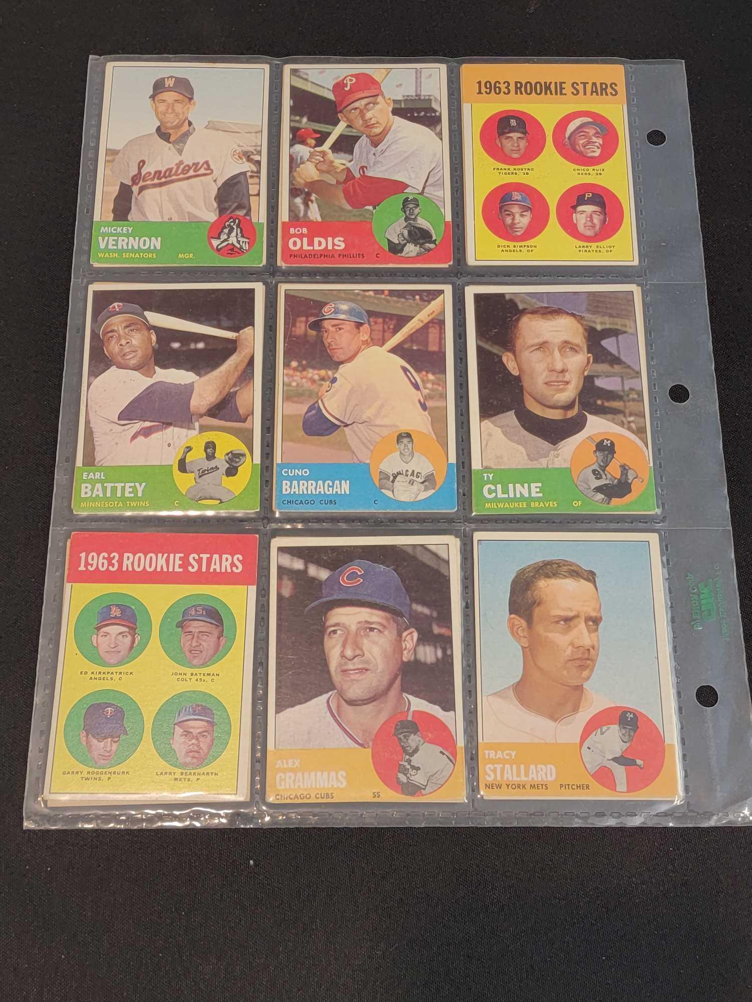 1963 Topps Baseball 180 different cards partial set HOFers Stars Leaders Commons