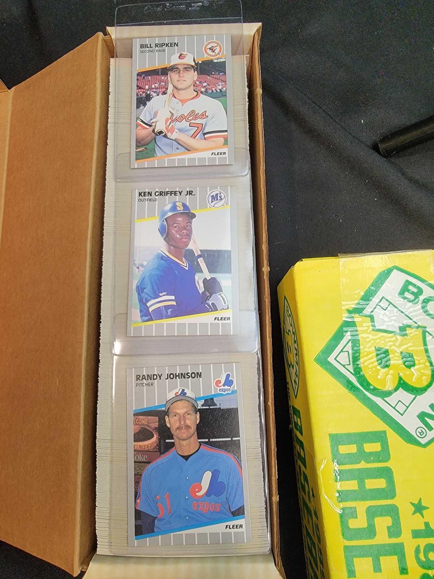 1987 to 1990 Baseball complete sets plus several boxes mixed sports cards HOFers RCs