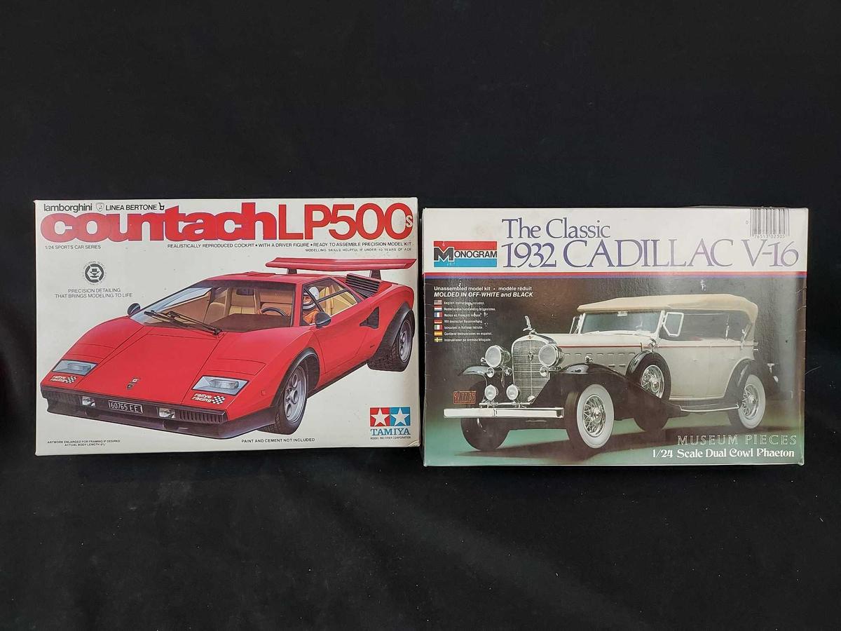 Tamiya Lamborghini Countach LP500S & Monogram 1932 Cadillac V-16