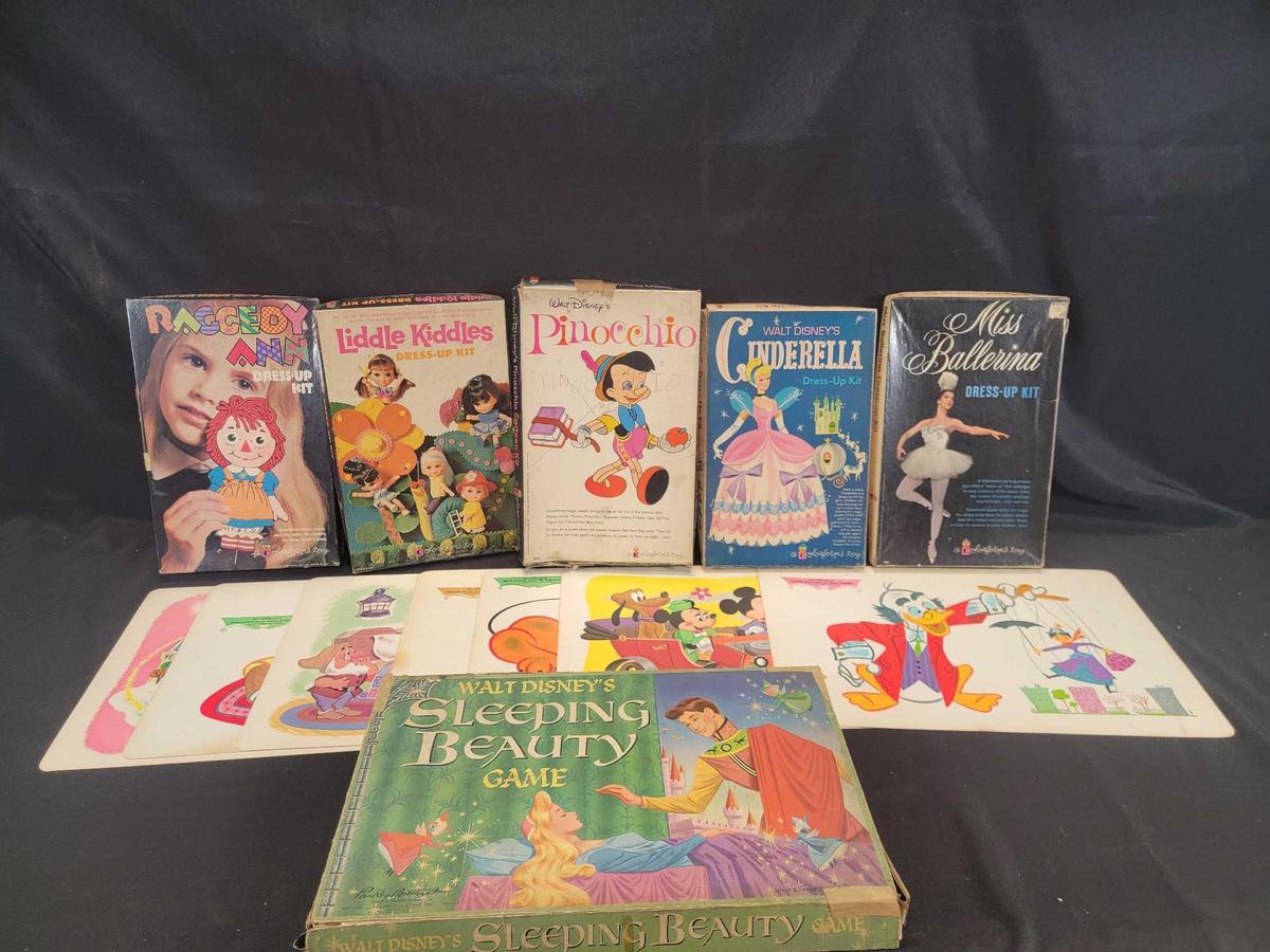 1950s 1960s Walt Disney Sleeping Beauty Game & Colorforms Toys