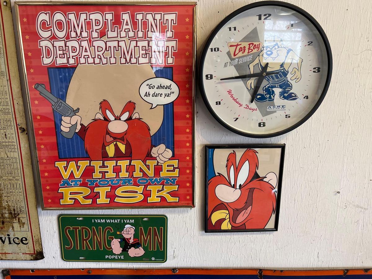 Taz Clock, Popeye, Yosemite Sam Frames