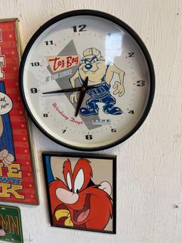 Taz Clock, Popeye, Yosemite Sam Frames