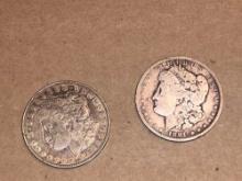 (2) 1921 and 1891 Morgan Silver Dollars