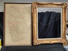 Vintage Map and Large Frame