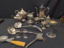 Silver Plate Tea Set, Ice Cream Scoops, Table top Ronson Lighters