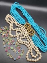 (3) vintage beaded necklaces: snakes & faux pearls