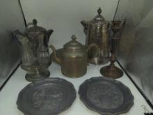 Antique Cruet Set Silver plated Teapot and Coffee pots
