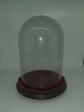 Vintage Glass Dome Cloche on wood footed base