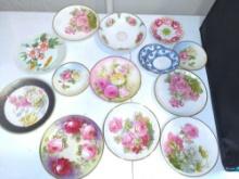 Hand Painted Floral plate lot some made in Germany