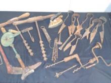 Antique Tools Bit Brace Clippers Iron Augur lot