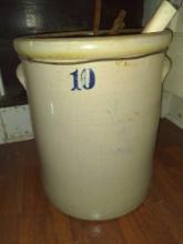 Antique 10 gallon stoneware crock