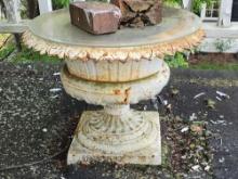 (4) antique cast iron garden urns