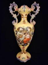 Vintage fancy pottery vase w/ ladies