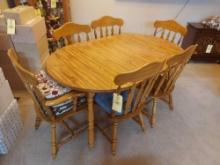 6 Piece Dining Table Set - 6 Chairs, 2 Leaves
