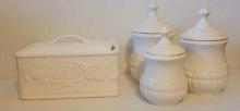 Modern ceramic bread box and graduated canister set