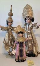 3 World Gallery collection oriental style dolls