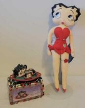 1983 Betty Boop plush doll, mini tea set