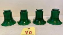 4 Matching Green Glass lamp shades
