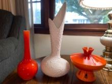 Vintage Royal Haeger MCM Ebony Gloss Glaze Pedestal Candy Dish With Lid, haeger long neck vase,