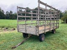 Wood kick bale hay wagon 16 ft with running gear