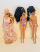 3 Assorted Mattel Barbies