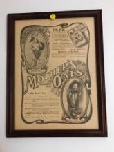 Vintage Mother's Oats Framed Advertising